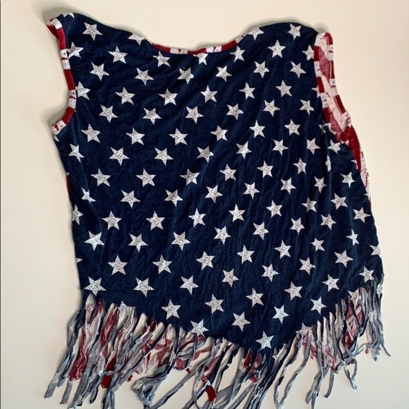 American Flag Tank Crop Top fringe hem crop shirt - Picture 6 of 7